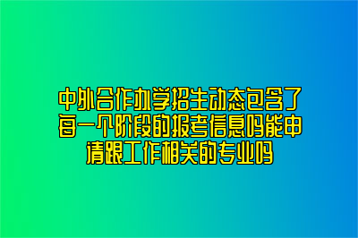 中外合作办学招生动态包含了每一个阶段的报考信息吗能申请跟工作相关的专业吗