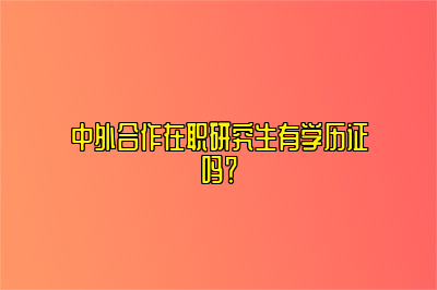 中外合作在职研究生有学历证吗？