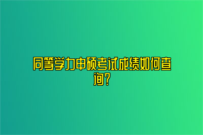 同等学力申硕考试成绩如何查询？