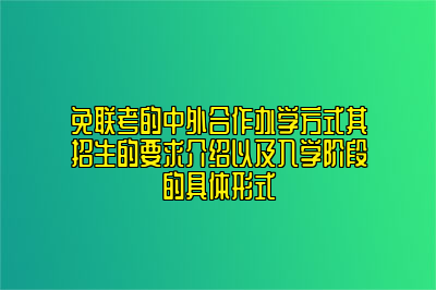 免联考的中外合作办学方式其招生的要求介绍以及入学阶段的具体形式