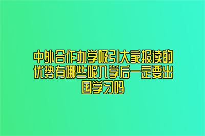 中外合作办学吸引大家报读的优势有哪些呢入学后一定要出国学习吗