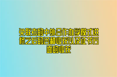 免联考的中外合作办学模式进修之后的各种收获以及证书方面的收获