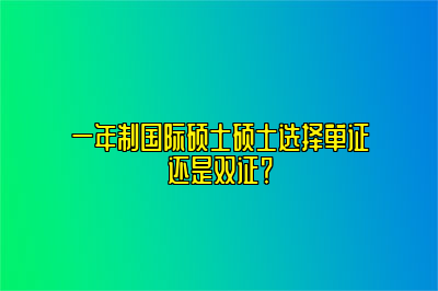 一年制国际硕士硕士选择单证还是双证？