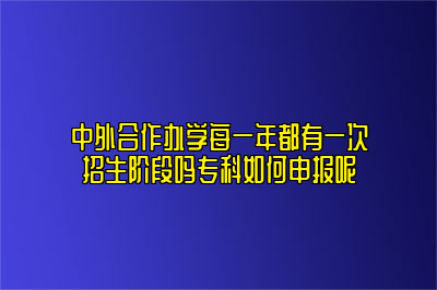 中外合作办学每一年都有一次招生阶段吗专科如何申报呢