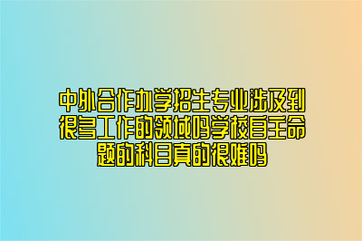 中外合作办学招生专业涉及到很多工作的领域吗学校自主命题的科目真的很难吗